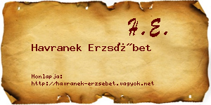 Havranek Erzsébet névjegykártya